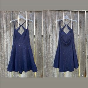 City Studio Navy Blue and Gold Dress. Size 11